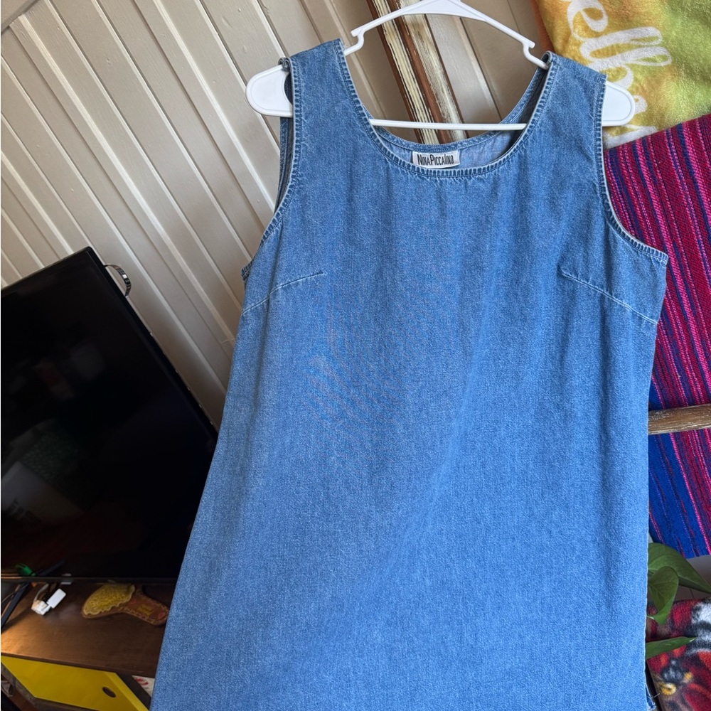Vintage Blue Denim Sleeveless Dress